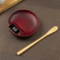 Walnut wood coffee bean electronic scale tray with bamboo spoon for espresso weighing. - Red Sandalwood