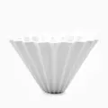 White ceramic coffee dripper cone pour over brewer with vertical ribs main view. - S / White