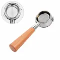 58mm espresso portafilter with wooden handle double ear coffee machine replacement filter basket - Angled Ear Beech Wood Handle / 58 Size / Beech Wood Color