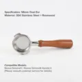 58mm espresso portafilter with stainless steel basket and solid wood handle for coffee machine. - Angled Ear Burl Wood Handle / 58 Size / Burl Wood