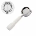 Espresso portafilter 58mm with white plastic handle, stainless steel double ear coffee machine part. - Angled Ear White Handle