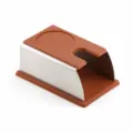 Silicone coffee tamper holder with stainless steel base, anti-slip espresso station mat. - Brown Tamper Holder