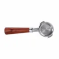 58mm Italian coffee portafilter with rosewood handle, stainless steel double ear espresso filter. - Angled Ear Straight Rosewood Handle with Ring