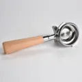 58mm Espressoträger mit Holzgriff und Edelstahl Filterkorb für Kaffeemaschinen Ersatzteil - Doppelter Auslauf / Buchenholz