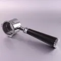 Espresso machine portafilter replacement part with dark wooden handle and steel basket. - Stainless Steel Black Rosewood Set With Lid