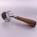 Professional stainless steel bottomless coffee machine portafilter with ergonomic wooden handle. - Stainless Steel Model B Red Sandalwood