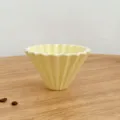 Yellow ceramic origami coffee dripper v60 cone pour over coffee filter for home cafe use - S / Light Yellow