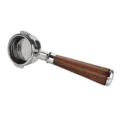 Stainless steel coffee bottomless portafilter with wooden handle for espresso machine accessory - 58mm Breville 9 Series Bottomless Red Dalbergia Wood with End Cap