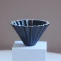 Black ceramic origami coffee dripper, conical pour over filter cup for hand brew coffee. - S / Black
