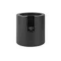 Detail view of black aluminum alloy coffee tamper holder base with vertical slot and screw. - Style B / 51mm / Black