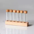 Wooden base glass test tube display set for coffee beans storage cafe home decor minimalist style - 6-Hole High Style with Glass / 6 Holes / Natural Wood Color