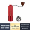 Hand coffee grinder red manual coffee bean mill with CNC stainless steel burr and magnetic handle - Upgraded Lattice 6-Star / Red