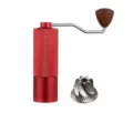 Manual Coffee Grinder Red 7-Tooth CNC Stainless Steel Burr Aluminum Body Hand Coffee Mill - Upgraded Lattice 7-Star / Red