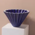 Ceramic origami coffee dripper cone filter cup dark blue pour over coffee maker for home kitchen - Dark Blue