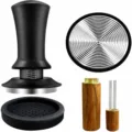 Adjustable coffee tamper set with scale, silicone mat, and WDT needle tool for espresso. - Ribbed Candle Set / 51mm