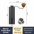 Manuelle Kaffeemühle mit Aluminiumgehäuse, CNC-Edelstahlmahlwerk und Magnetgriff. - Verbessertes Gittermuster 7-Sterne / Schwarz
