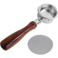 58mm Coffee Portafilter with Wooden Handle and Filter Mesh for Espresso Machine Accessories - Olive Wood with Filter