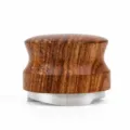 Coffee powder distributor detail showing the exquisite wooden handle and stainless steel base. - 51mm / Rosewood