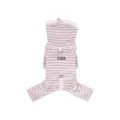 Cozy striped dog onesie four-legged winter pet clothes warm fleece high collar apparel - S / Purple