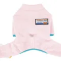 Pink fleece dog onesie, thermal four-leg pet jumpsuit for winter warm daily wear. - S / Pink