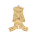 Cozy striped four-legged pet thermal onesie, soft fleece high-neck winter dog clothes. - S / Yellow