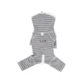 Grey striped thermal pet jumpsuit with turtleneck for dogs, cozy four-legged winter wear. - S / Gray