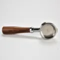 Stainless steel coffee portafilter with wooden handle, durable espresso machine replacement part. - 58mm / Red Rosewood D (Bottomless)