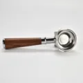 Stainless steel espresso machine portafilter with wooden handle for coffee maker accessory - 58mm / Red Rosewood with Buckle (Double Spout with Bottom)