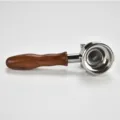 Stainless steel coffee machine portafilter with wooden handle for espresso maker - 58mm / La Marzocco Style Handle (Double Spout with Bottom)