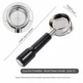 58mm coffee portafilter with black plastic handle, double ear espresso machine accessory. - Double Ear Bottomless Handle / Stainless Steel/Black