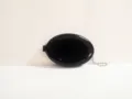 Black oval PVC squeeze coin purse with ball chain, portable small change storage bag. - 8*5*1.5 / Black