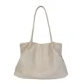 Women's simple large capacity tote bag, beige casual commute handbag shoulder bag new - No Pendant / White