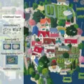 Detailed view of pixel style miniature scene DIY stickers showing town and farm components. - Childhood Town