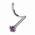 Piercing de nariz de tornillo de acero inoxidable con circonita violeta y facetas metálicas. - Púrpura