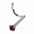 Piercing nariz tornillo de acero inoxidable con piedra circonita roja variante joya cuerpo. - Rojo