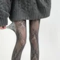 Retro hollow floral fishnet tights y2k sexy jacquard mesh stockings for women chic style - One Size / Gray