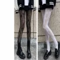 Floral vine fishnet pantyhose, retro lace mesh tights, anti-snag leg shaping hosiery. - Bottoms / 2 Pairs/Pack / Black and White