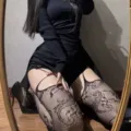 Black fishnet stockings with floral pattern, sexy thigh-high hosiery for women, stylish. - One Size / Rose Vine Garter Style / Black