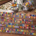 Original English alphabet deco washi tape variant for journal DIY crafts and planner decor - PET Glitter Die-cut Daily Spelling Sample 100cm
