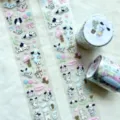 Schattig dalmatiër beer PET masking tape set, matte speciale olie decoratieve tape voor dagboek. - De Lente is Hier (Hele Rol) / 5 Meter/Verpakking / Mat