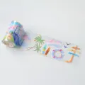 Zomer landschap PET washi tape rol met aquarel strand ontwerp, voorgesneden journal sticker. - Zai Lu Shang / PET Monster 100cm