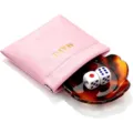 Acryl schildpad mahjong dobbelsteen bak set met roze opbergtas voor accessoires. - Set (Met Opbergtas)