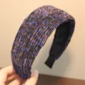 Serre-tête large plissé à pois style coréen, accessoire de mode élégant pour les femmes. - Violet