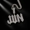 Hiphop stijl letter JJN hanger ketting met schitterende kubieke zirconiasteentjes. - Zilver