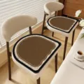 Mid-century linen texture dining chair cushion breathable retro non-slip seat pad - Dark Antique Brown (Horseshoe) / 50x50cm / Brown