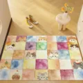 Cute cartoon cat floor mat for entryway, non-slip watercolor block rug for home hallway. - Cat Cu Cu / 40*60cm