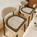 Vintage faux linen dining chair cushion breathable non-slip computer seat pad retro - Fayan Brown (Horseshoe) / 40x40cm / Brown