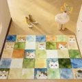 Cute cartoon cat pattern door mat, non-slip floor rug for home entrance, stylish hallway carpet. - Cat Tuan Tuan / 40*60cm
