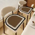 Mid-century retro faux linen dining chair cushion breathable non-slip seat pad for home - Inner Branch Brown (Horseshoe) / 40x40cm / Brown