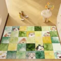 Cute cartoon dog checkerboard entrance door mat, non-slip dirt-resistant rug for home hallway. - Dog Cang Cang / 40*60cm
